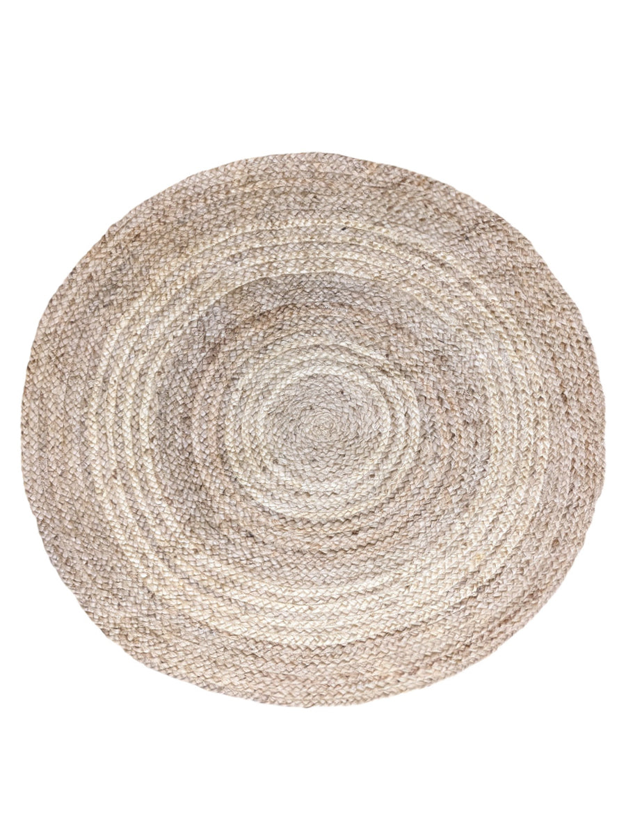 Braided Natural Round Jute Rug - Size: 3.4 x 3.4