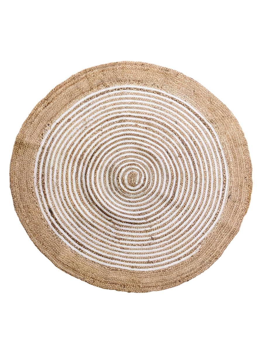 Braided Natural Round Jute Rug - Size: 3.11 x 3.11