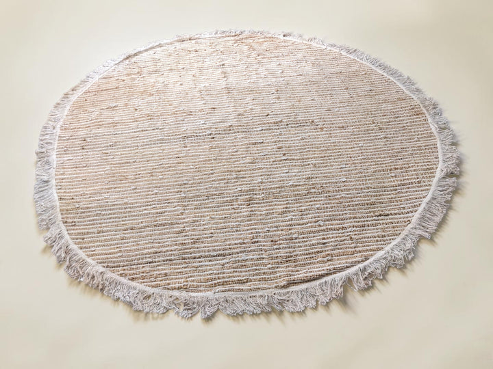 Braided Natural Round Jute Rug - Size: 5.9 x 5.9