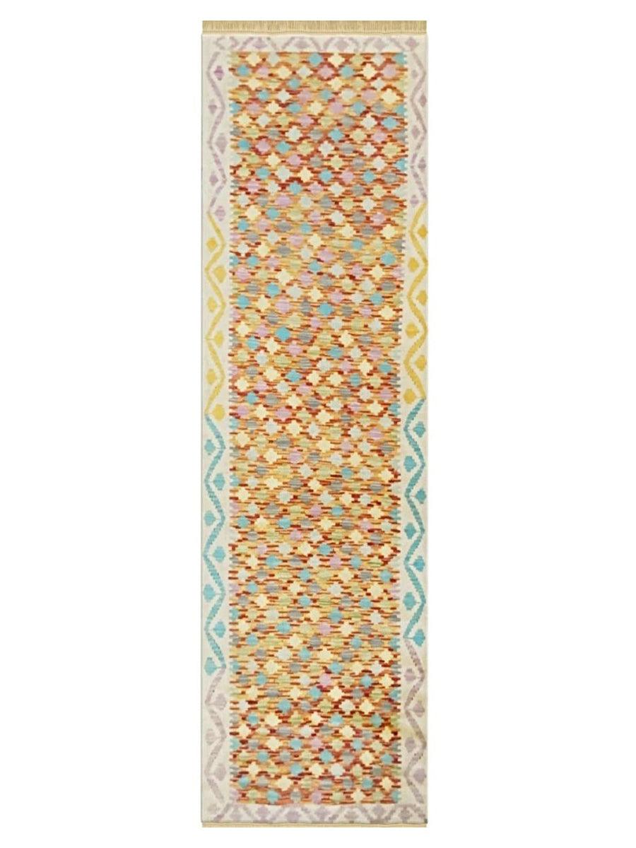 Colorful Bohemian Kilim - Size: 9.6 x 2.8