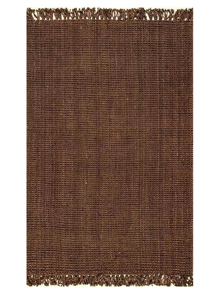 Chocolate Chunky Jute Tasseled Rug - Size: 10.7 x 7.4