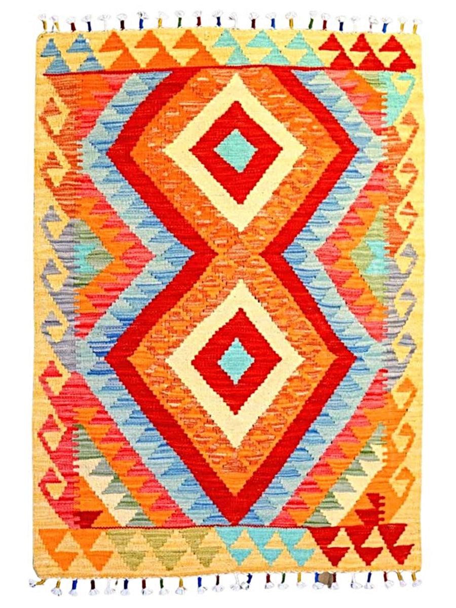 Colourful Bohemian Kilim - Size: 3.9 x 2.8