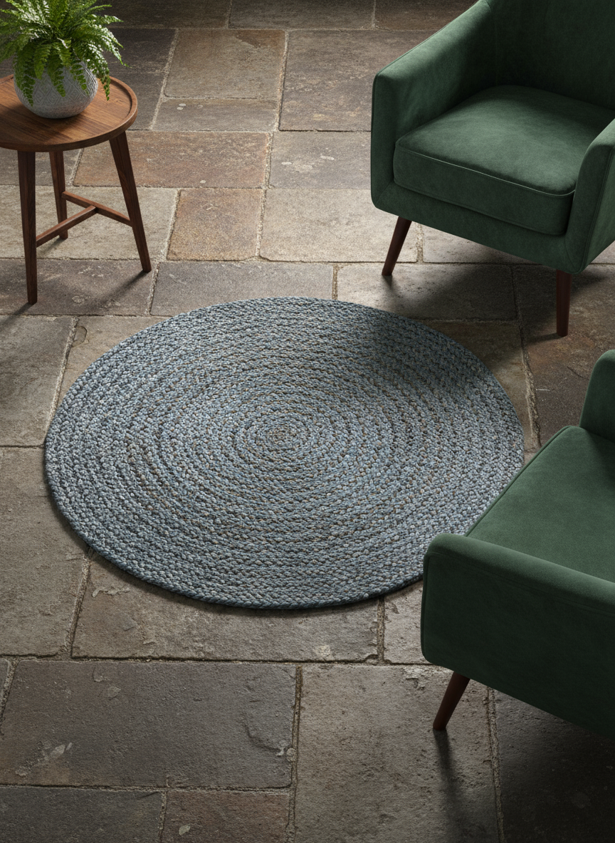 Braided Overdyed Round Jute Rug - Size: 2.10 x 2.10
