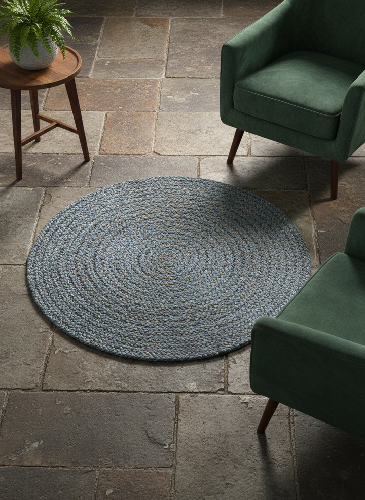 Braided Overdyed Round Jute Rug - Size: 2.10 x 2.10