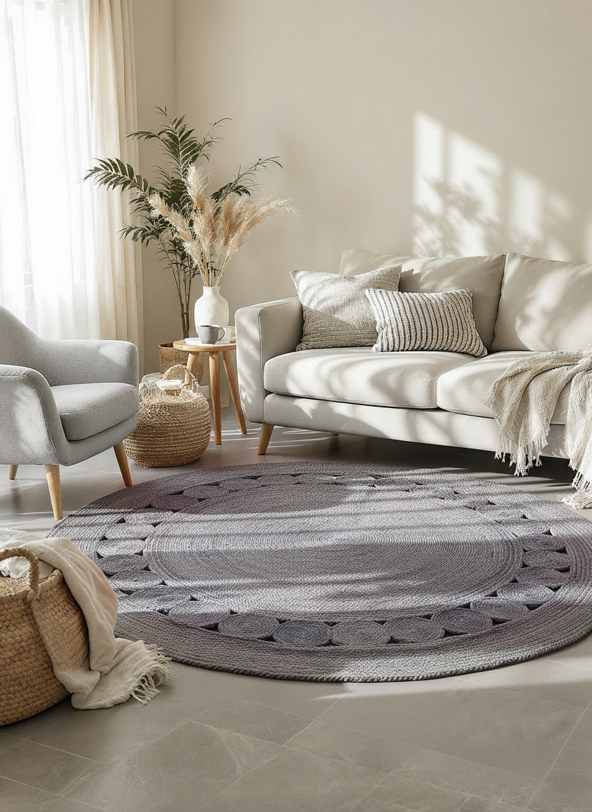 Braided Overdyed Jute Rug - Size: 7.8 x 7.8