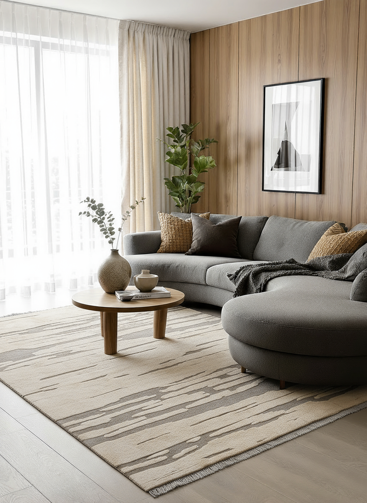 Sabli Textured Berber Wool Rug - Size: 9.10 x 8.2