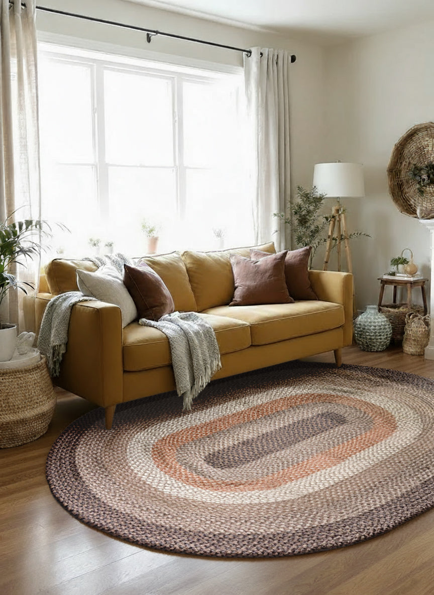 Braided Natural Jute Rug - Size: 8.9 x 6.2