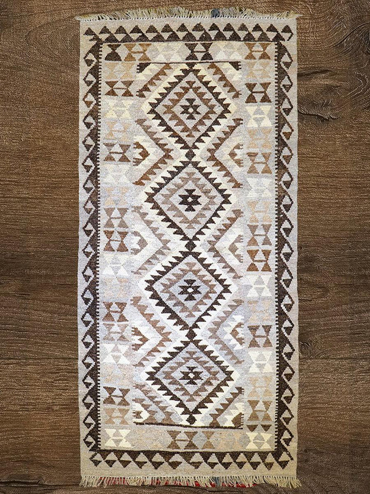 Neutral Bohemian Kilim - Size: 6.6 x 3.3