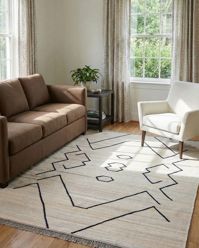 Moroccan Flatweave Rug - Size: 10.1 x 6.2