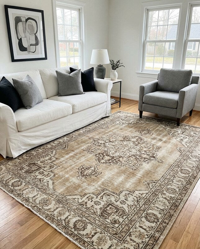 Hamadan Persian Vintage Wash Rug - Size: 9.2 x 6.4