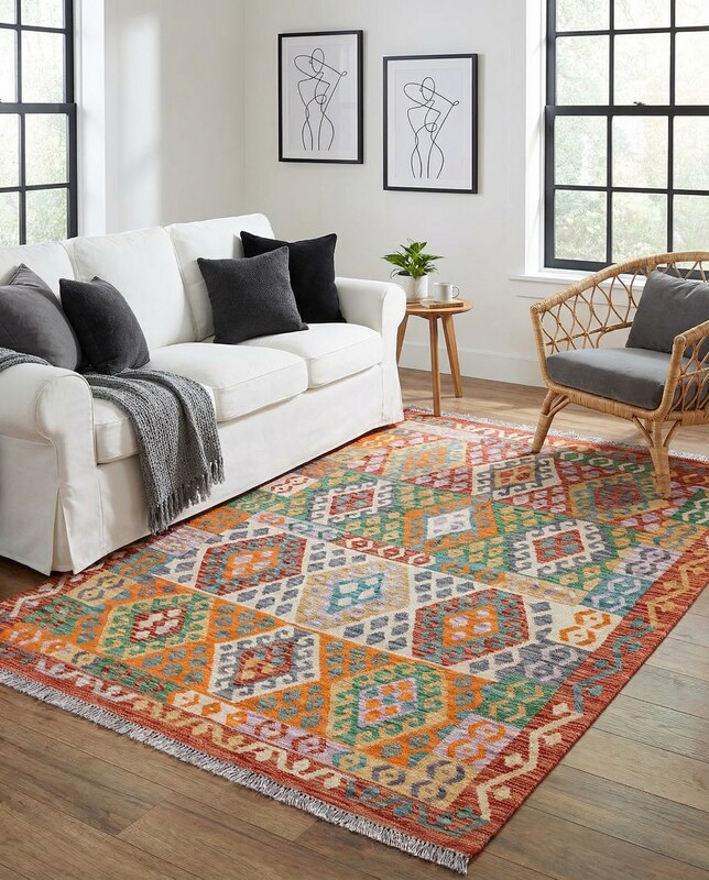 Maimana Afghanistan Kilim Rug - Size: 5.8 x 4.4