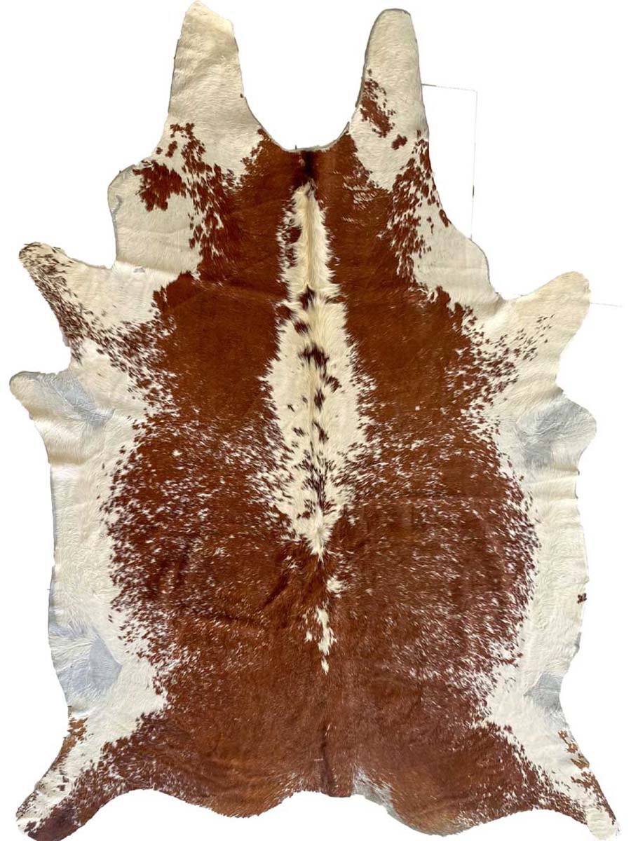 Brown & White Authentic Cowhide - Size: 9.5 x 7 - Imam Carpet Co