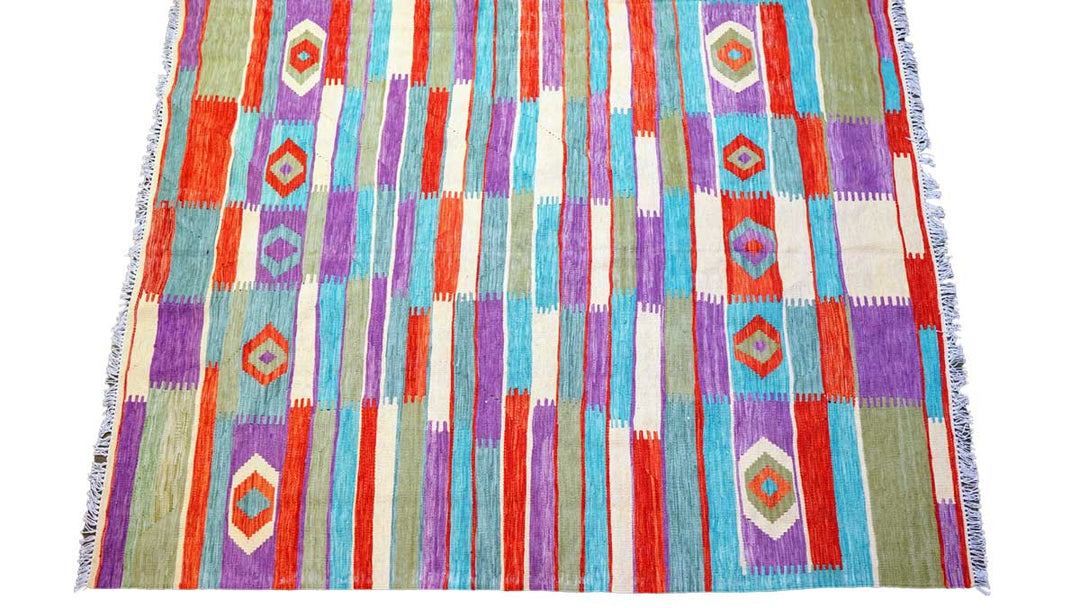 Colourful Bohemian Kilim - Size: 7.7 x 6 - Imam Carpet Co