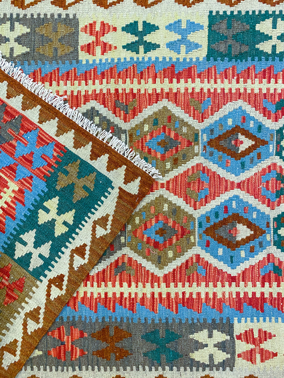 Colorful Bohemian Kilim - Size: 6.5 x 3.4 - Imam Carpet Co