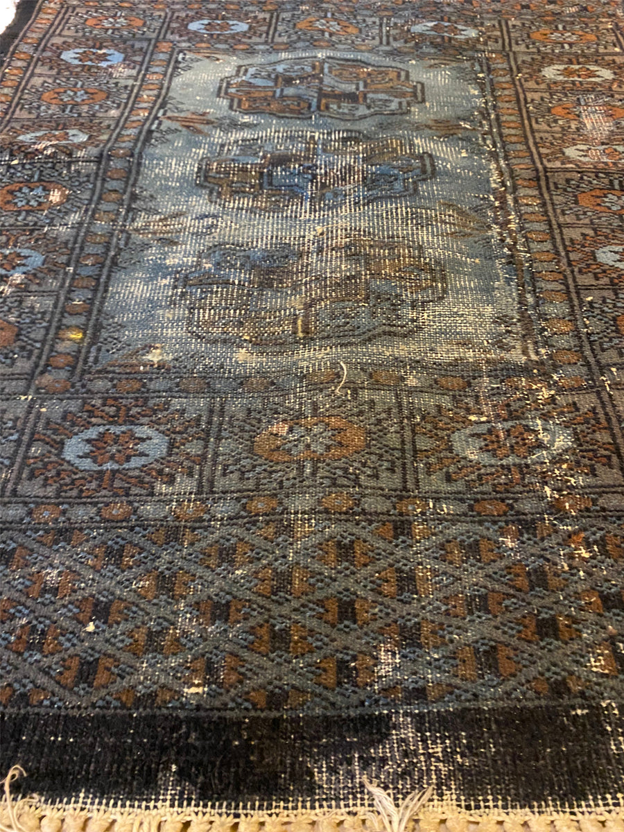Antique Distressed Bokhara Wall Hanging - Size: 23" x 29" - Imam Carpet Co