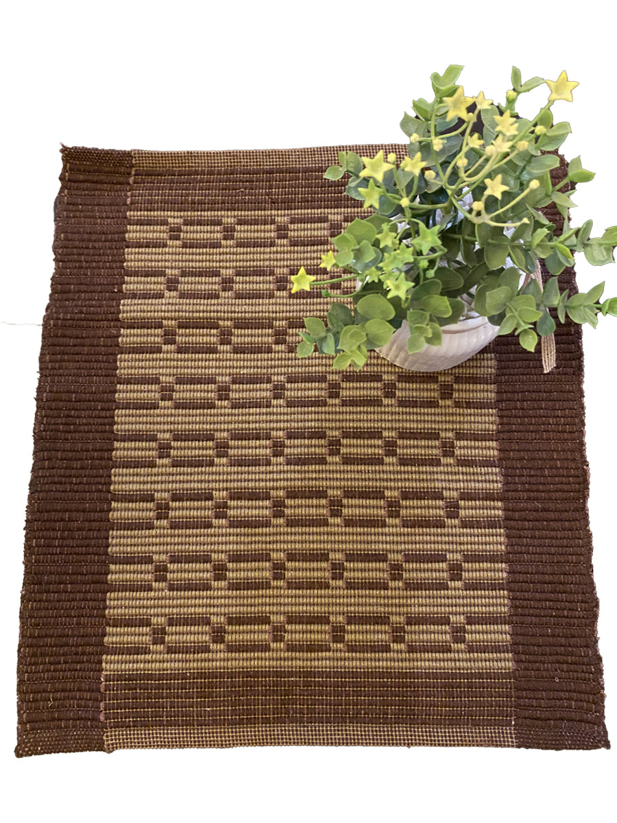 Handmade Table Mat in Brown - Size: 11" x 18" - Imam Carpet Co