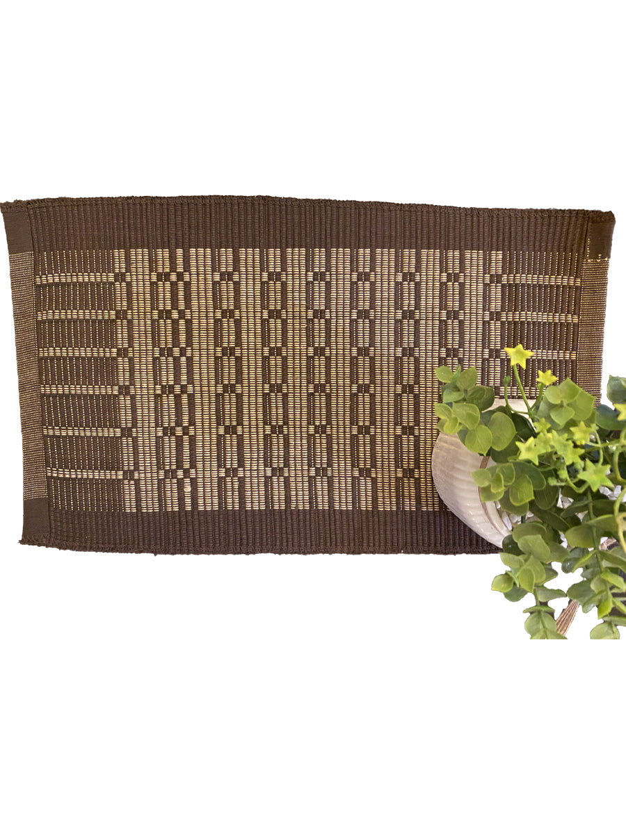 Handmade Table Mat in Dark Brown - Size: 11" x 19" - Imam Carpet Co