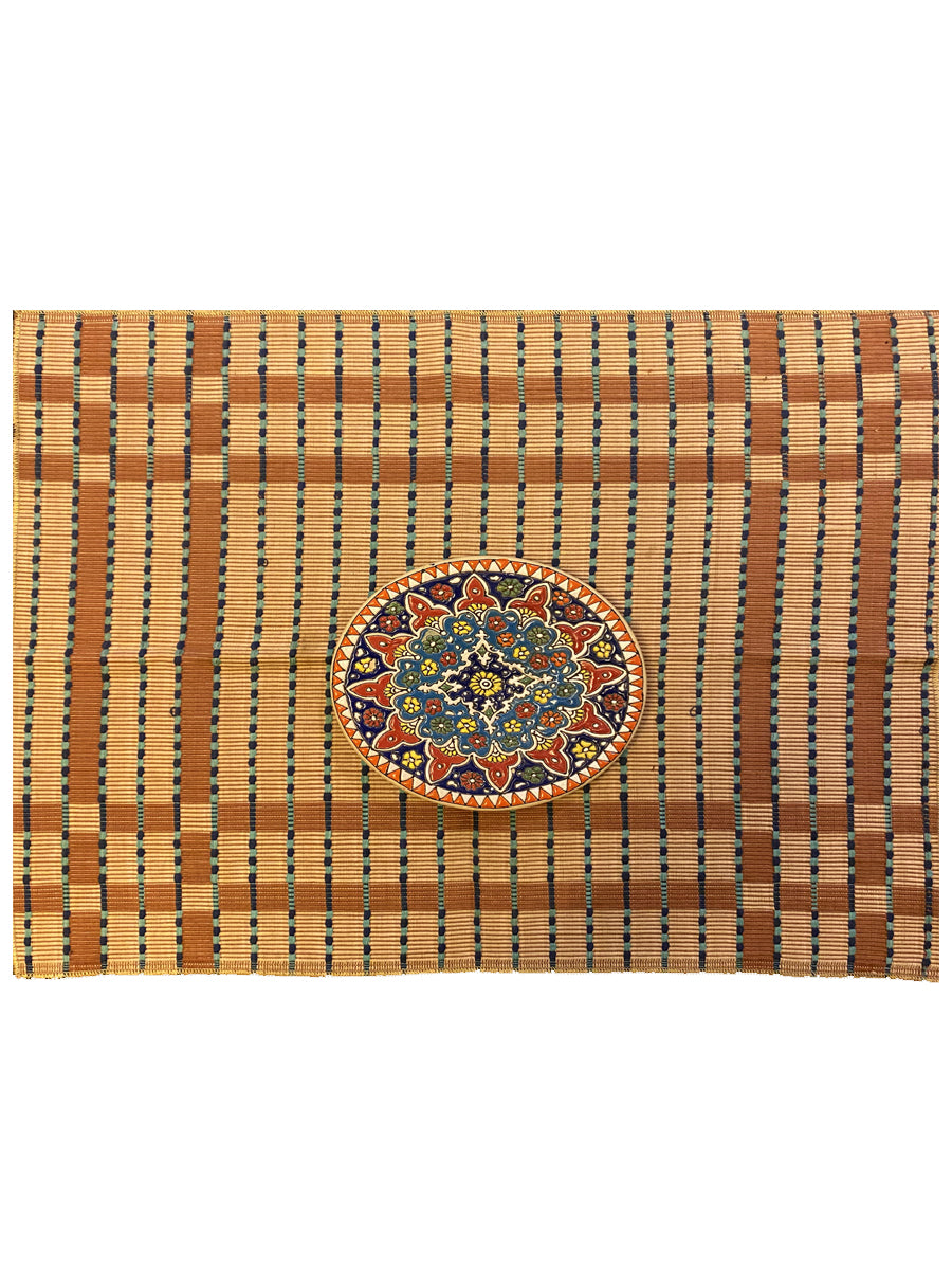 Handmade Table Mat in Sand With Texture - Size: 22" x 24" - Imam Carpet Co