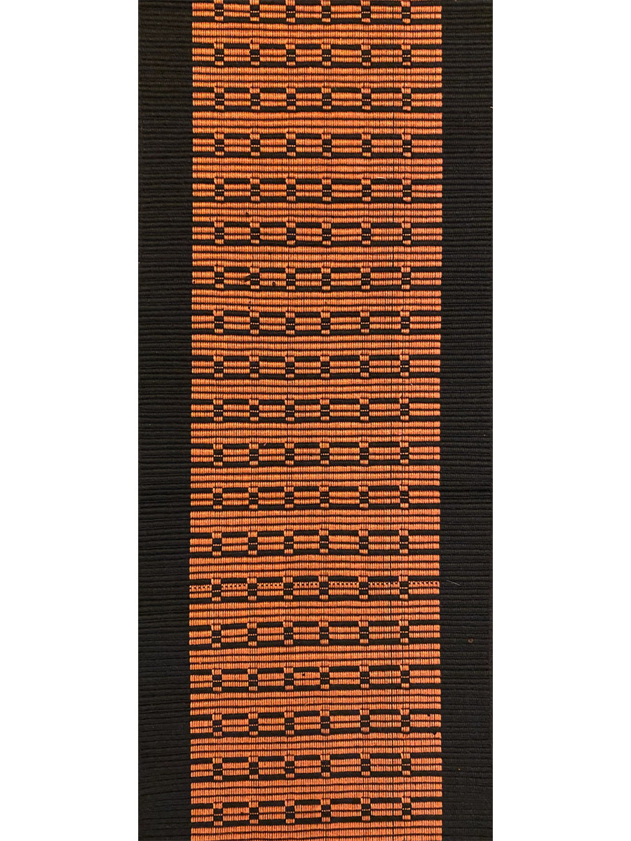 Handmade Table Runner With Black Border And Orange Centre - Size: 11" x 60" - Imam Carpet Co
