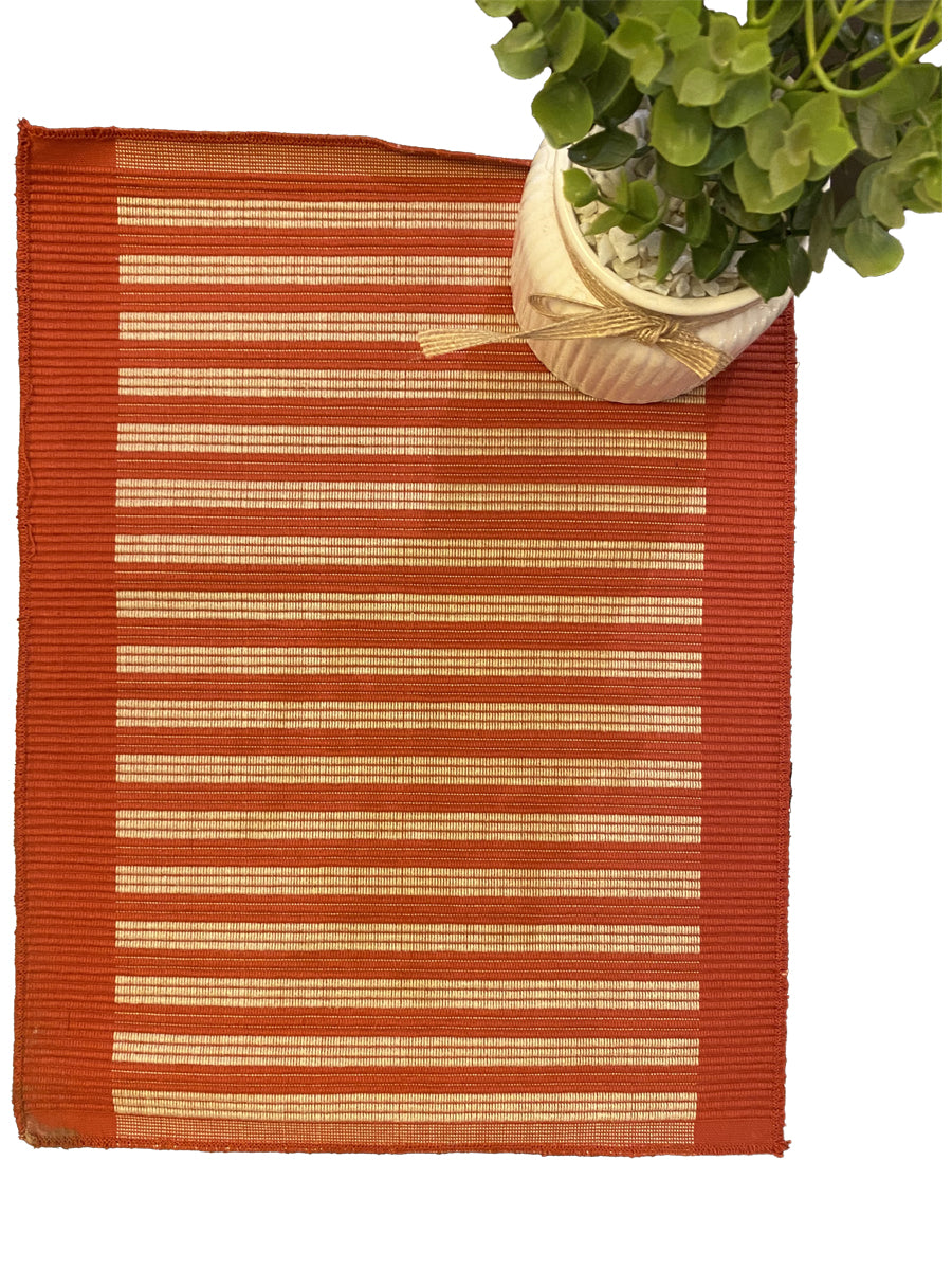 Handmade Table Mat in Orange - Size: 12" x 15" - Imam Carpet Co