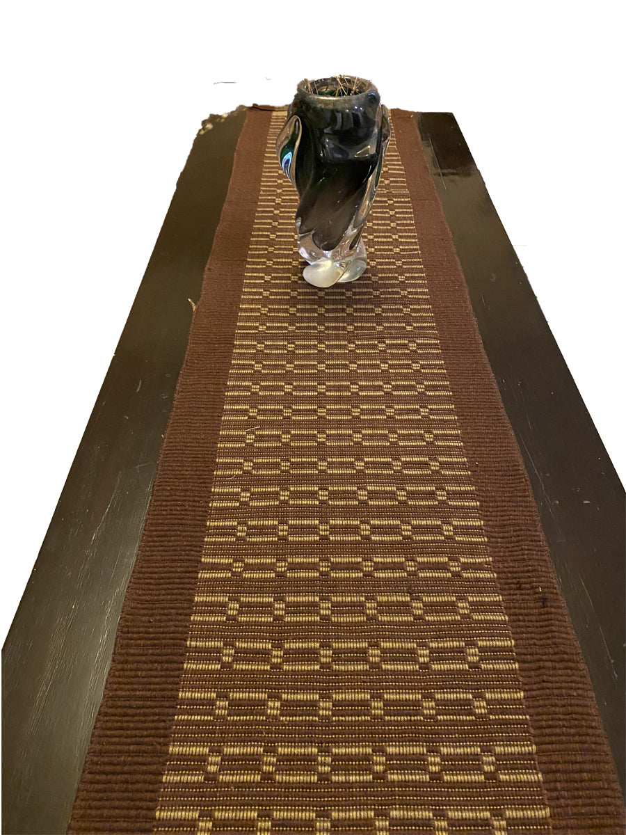 Handmade Table Runner in Brown - Size: 14" x 76" - Imam Carpet Co
