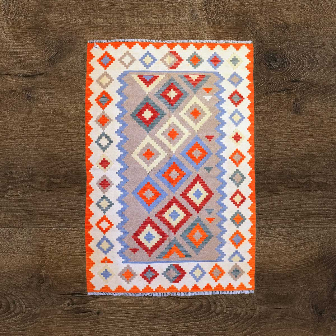 Colourful Bohemian Kilim - Size: 5.11 x 4 - Imam Carpet Co
