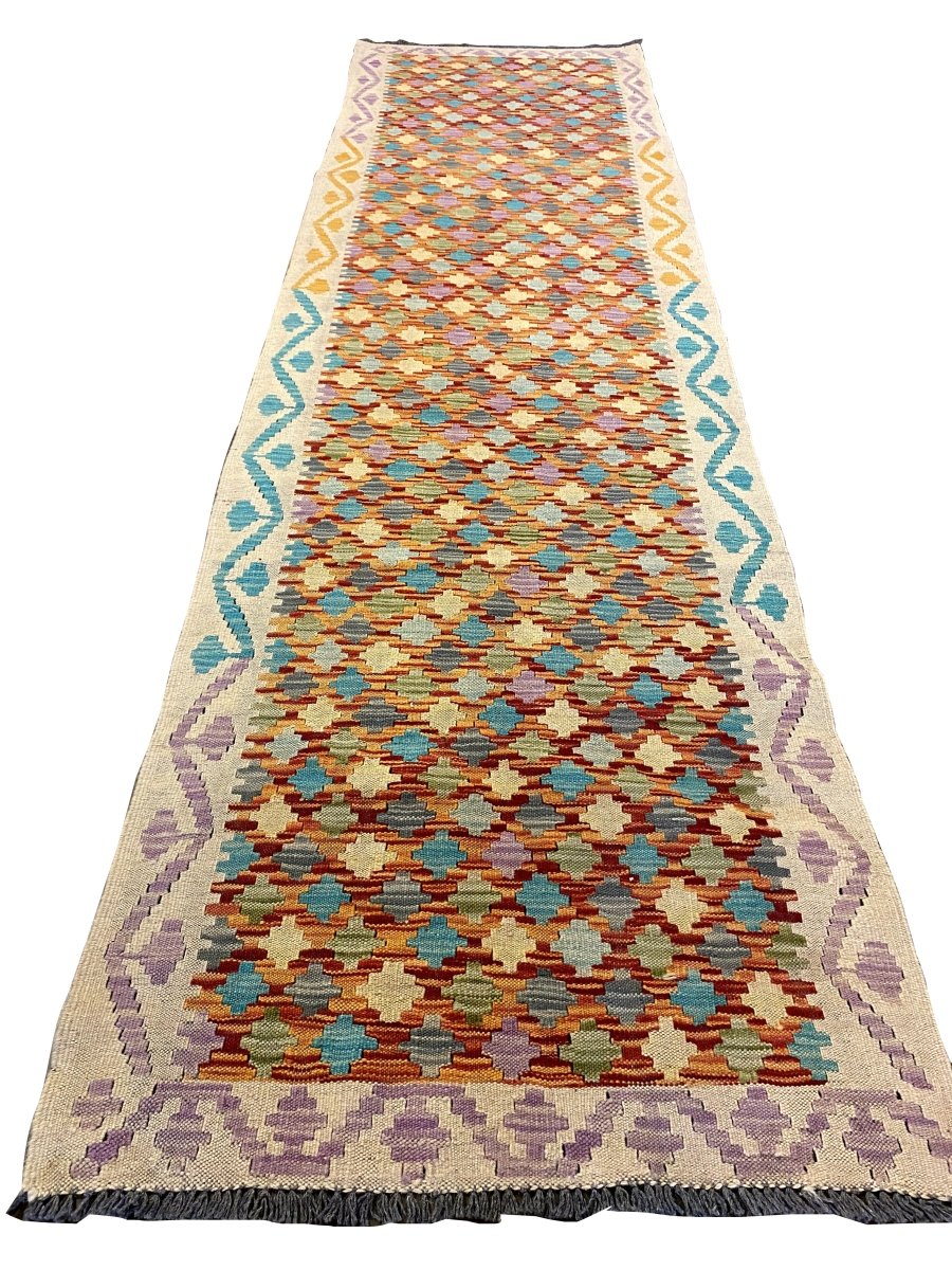 Afghani Chobi - 9.6 x 2.8 (Runner) - Handmade Kilim - Imam Carpets - Online Shop