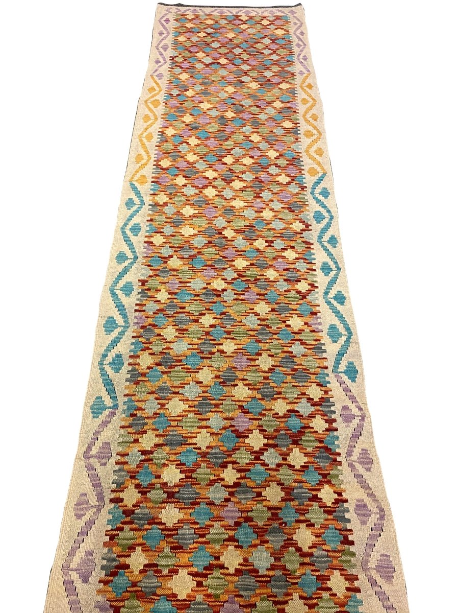 Afghani Chobi - 9.6 x 2.8 (Runner) - Handmade Kilim - Imam Carpets - Online Shop
