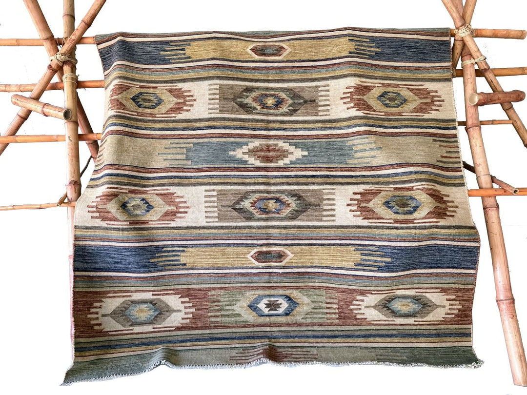 Antique Wash Afghani Kilim - Size: 7.5 x 6.2 - Imam Carpet Co. Home