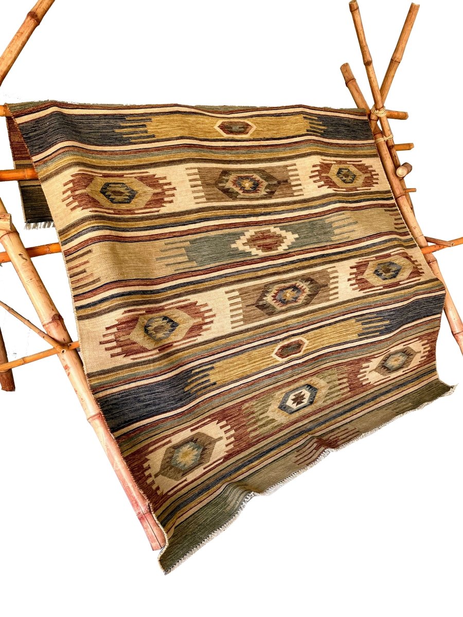 Antique Wash Afghani Kilim - Size: 7.5 x 6.2 - Imam Carpet Co. Home
