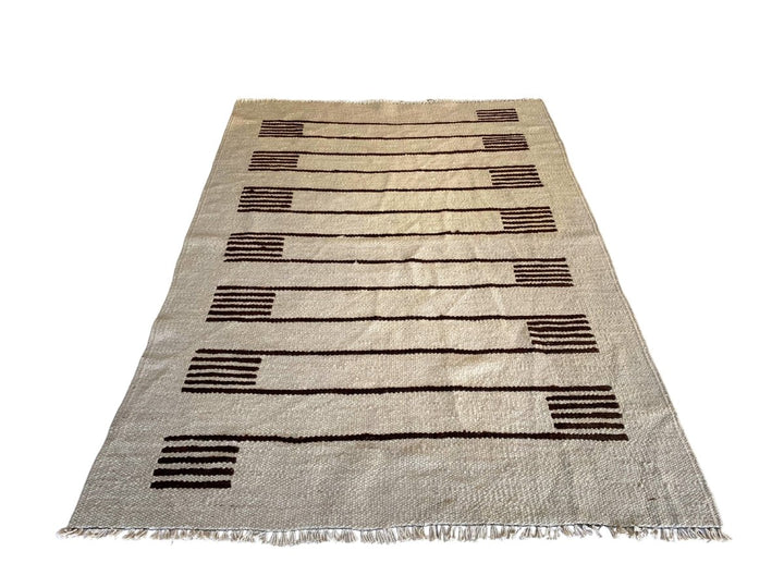 Bar Stripe Dhurrie - Size: 5.7 x 4.1 - Imam Carpet Co. Home
