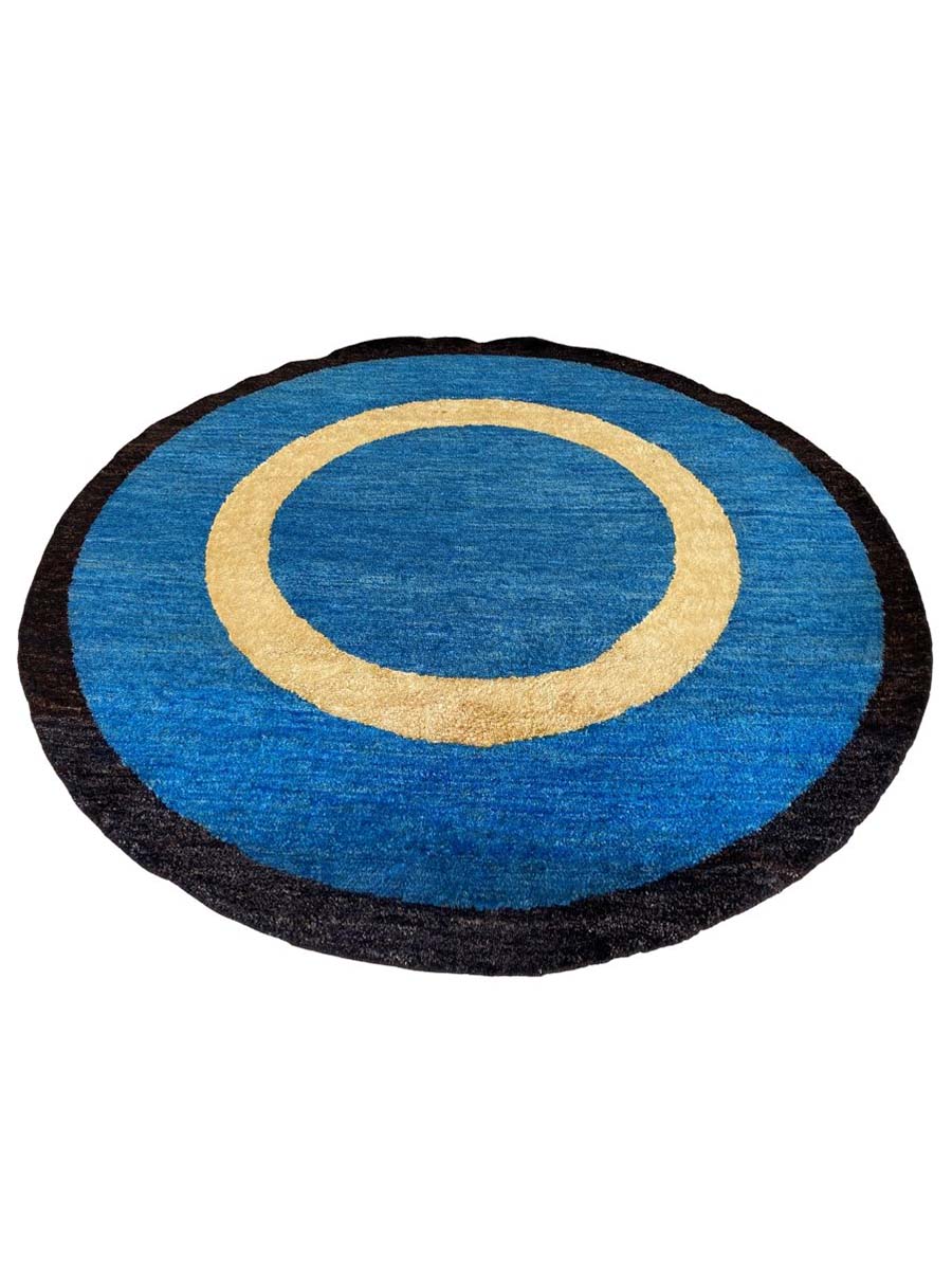 Black border round rug - Size: 7 x 7 - Imam Carpet Co