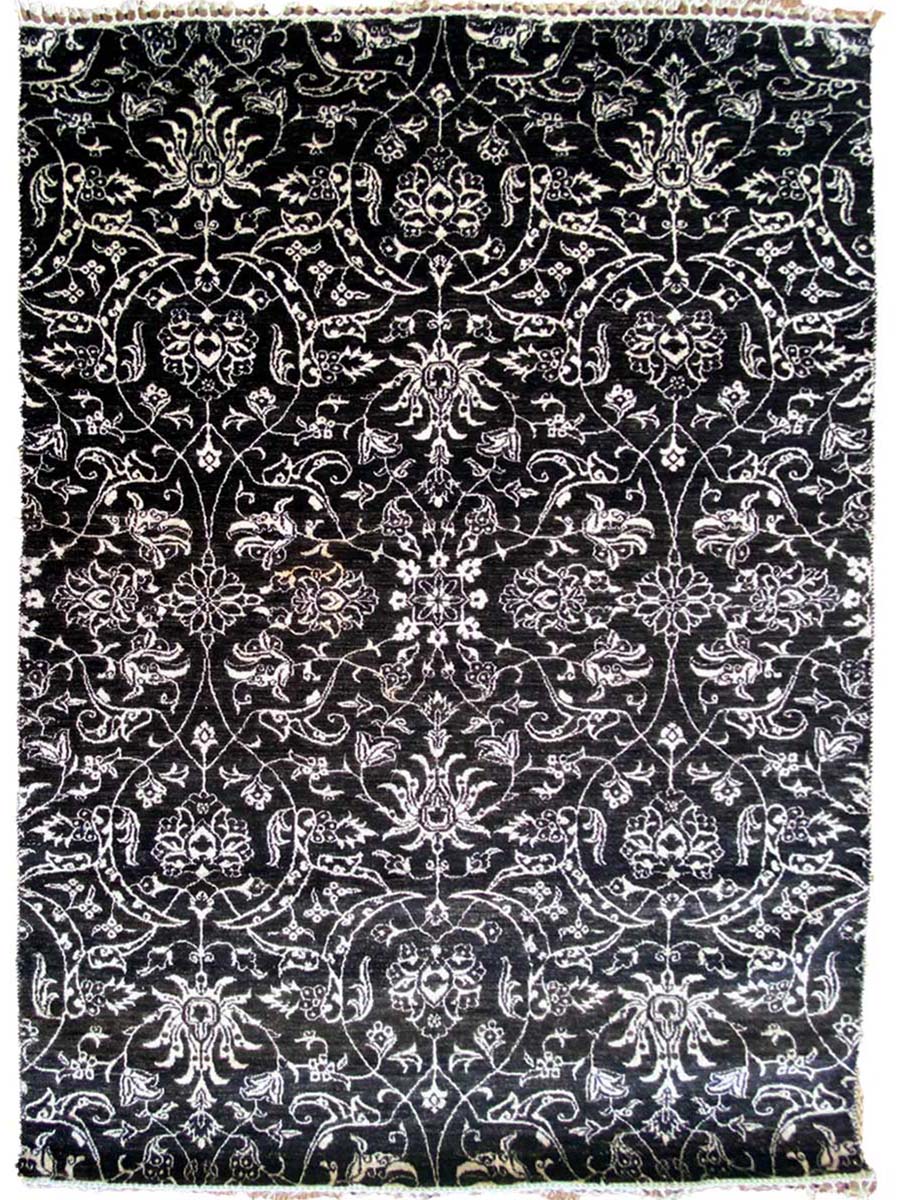 Black & White Floral Rug - Size: 8.11 x 6 - Imam Carpet Co