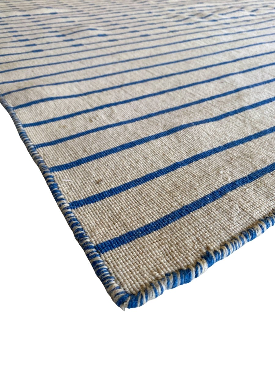 Blue Stripes Dhurrie - Size: 7.8 x 5.10 - Imam Carpet Co. Home