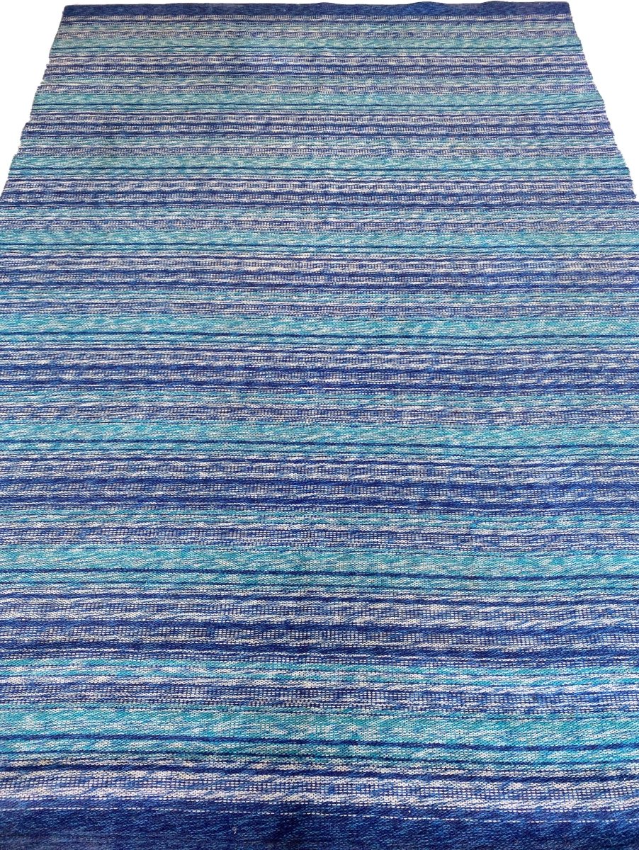 Blue Stripes - Size: 8.6 x 6 - Imam Carpets Online Store