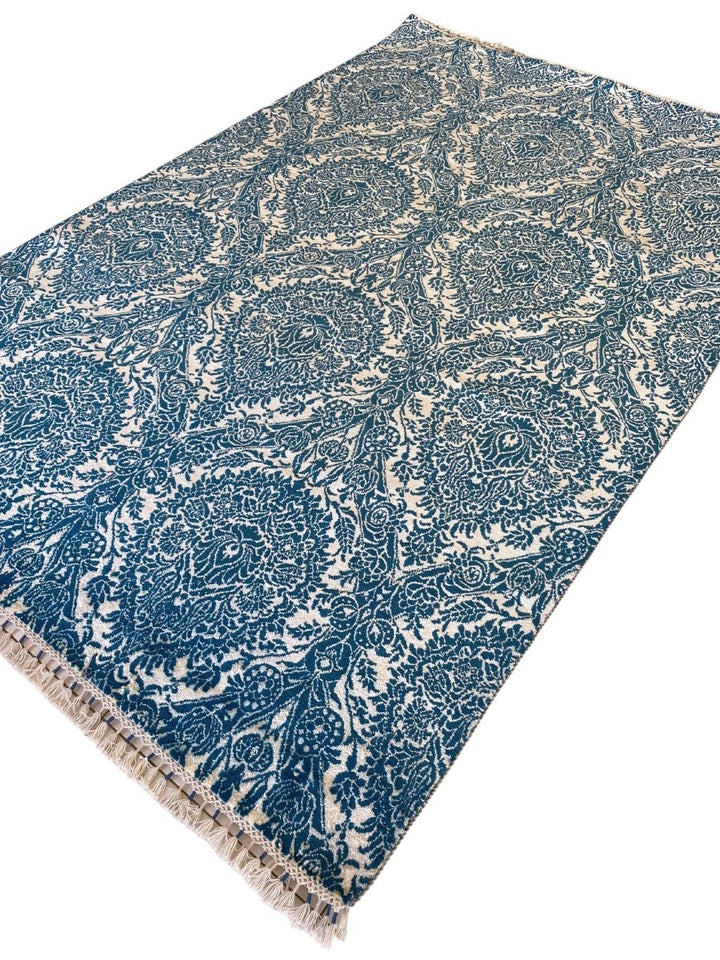 Blue Wrought Trellis Silk Rug - Size: 9.3 x 6.1 - Imam Carpets - Online Shop