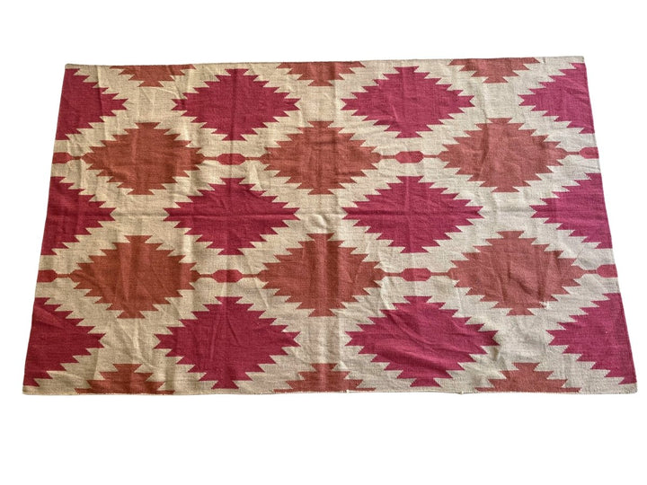 Chic patterned Dhurrie - Size: 8 x 4.11 - Imam Carpet Co. Home