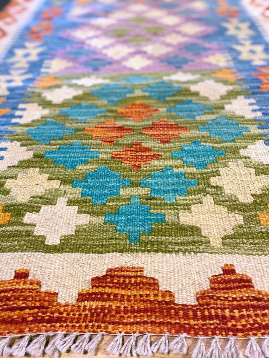 Colorful Bohemian Kilim - Size: 10.1 x 2.8 (Runner) - Imam Carpets - Online Shop