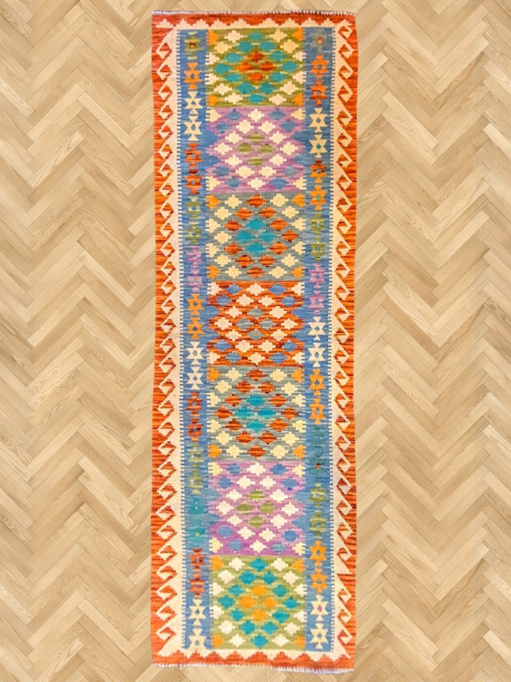 Colorful Bohemian Kilim - Size: 10.1 x 2.8 (Runner) - Imam Carpets - Online Shop