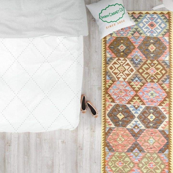 Colorful Bohemian Kilim - Size: 9.10 x 3.2 (Runner) - Imam Carpets - Online Shop