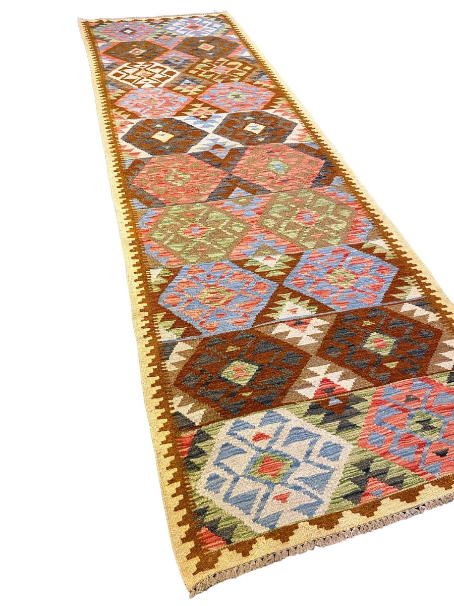 Colorful Bohemian Kilim - Size: 9.10 x 3.2 (Runner) - Imam Carpets - Online Shop
