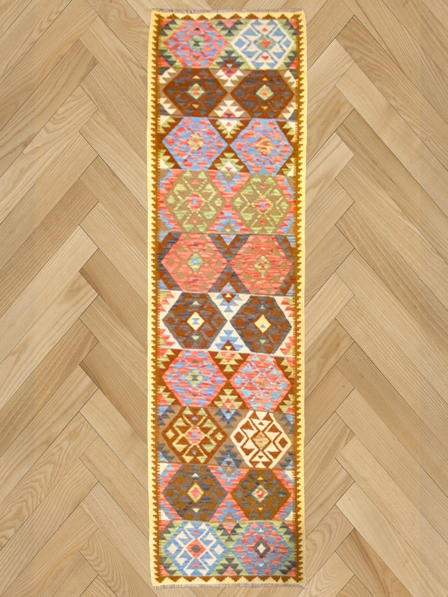 Colorful Bohemian Kilim - Size: 9.10 x 3.2 (Runner) - Imam Carpets - Online Shop