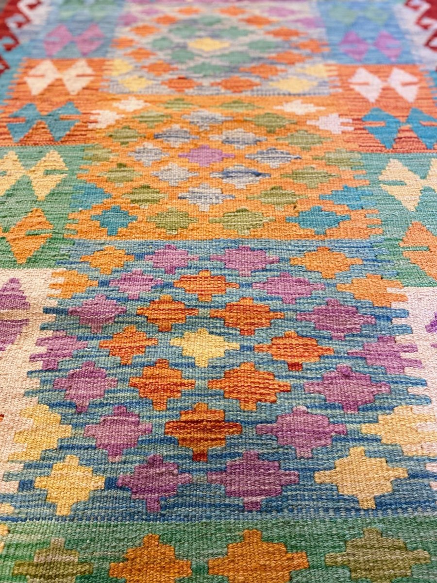 Colorful Bohemian Kilim - Size: 9.3 x 2.7 (Runner) - Imam Carpets - Online Shop