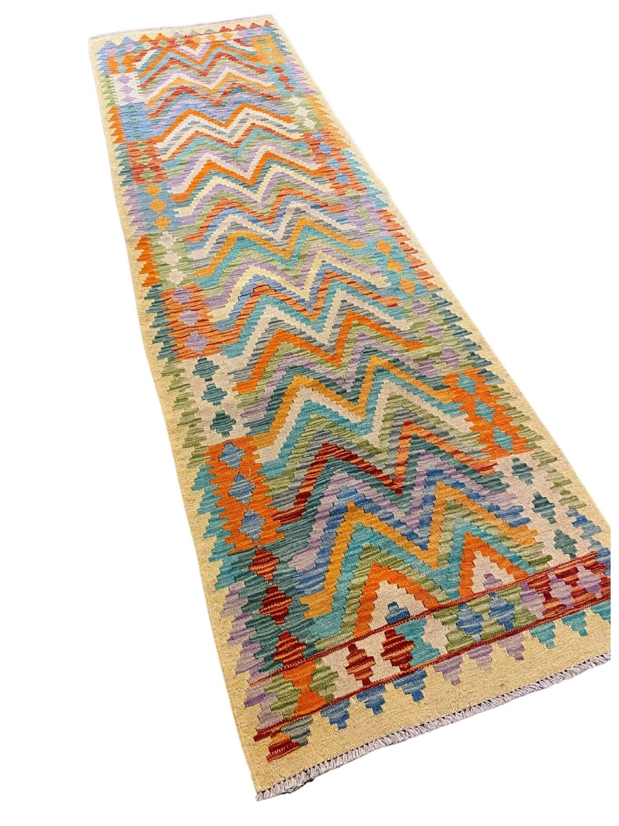 Colorful Bohemian Kilim - Size: 9.6 x 2.8 (Runner) - Imam Carpets - Online Shop