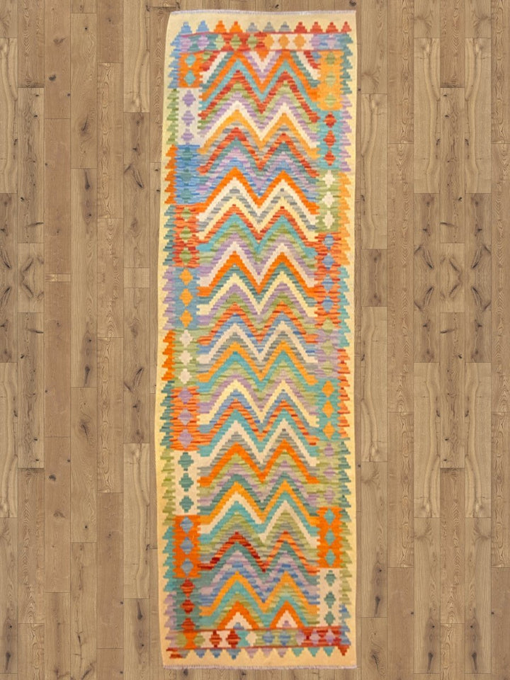 Colorful Bohemian Kilim - Size: 9.6 x 2.8 (Runner) - Imam Carpets - Online Shop