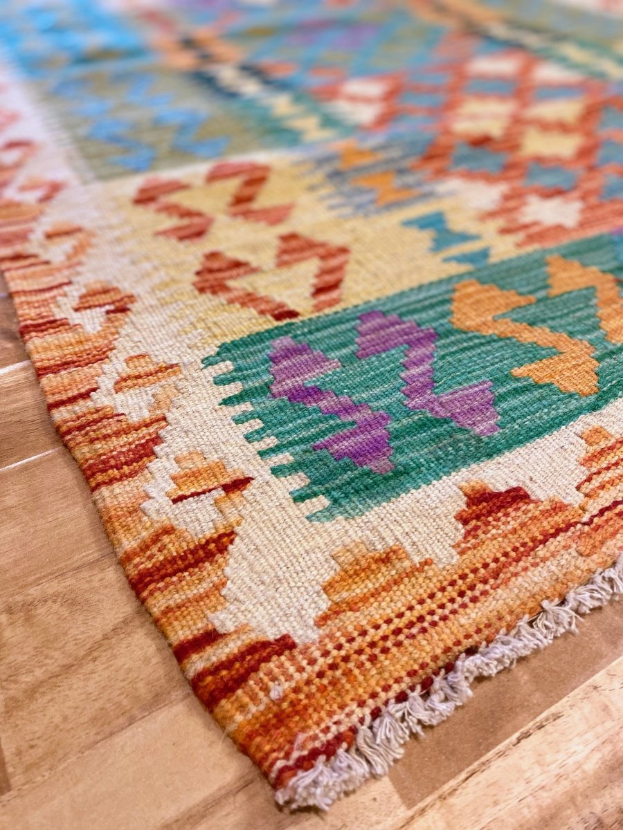 Colorful Bohemian Kilim - Size: 9.7 x 2.11 (Runner) - Imam Carpets - Online Shop