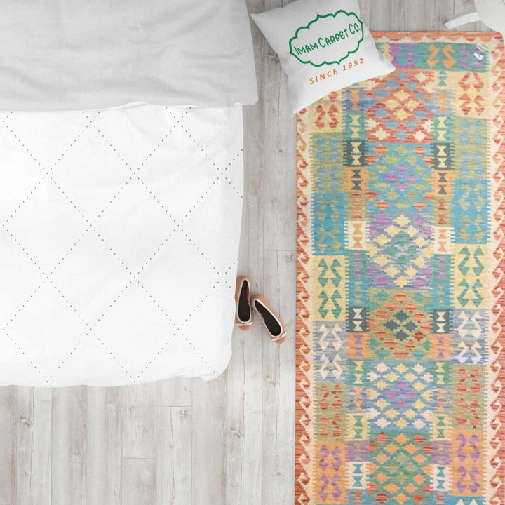 Colorful Bohemian Kilim - Size: 9.7 x 2.11 (Runner) - Imam Carpets - Online Shop