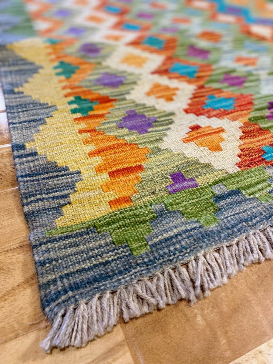 Colorful Bohemian Kilim - Size: 9.9 x 2.8 (Runner) - Imam Carpets - Online Shop