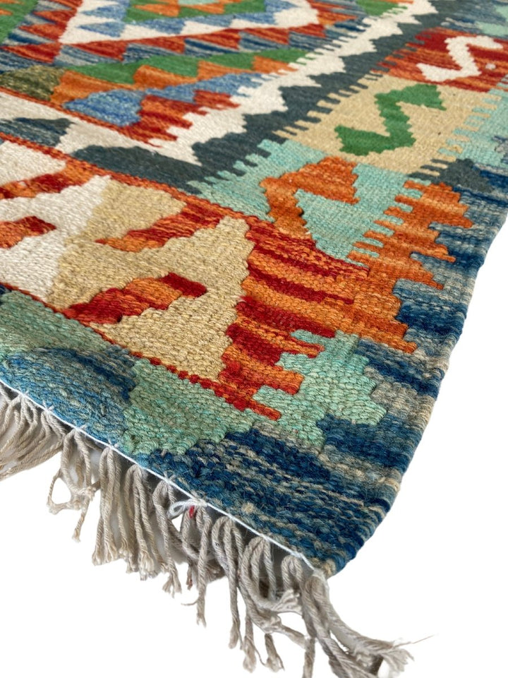 Colourful Afghani Chobi Kilim - Size: 4.10 x 3.2 - Imam Carpet Co. Home