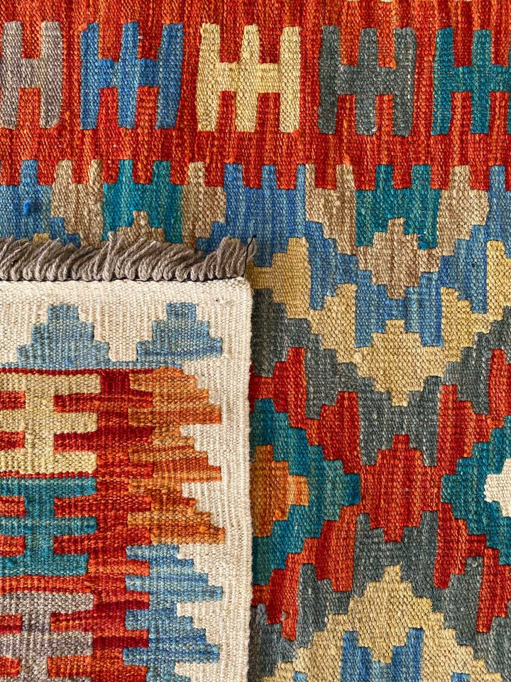 Colourful Afghani Chobi Kilim - Size: 4.10 x 3.4 - Imam Carpet Co. Home